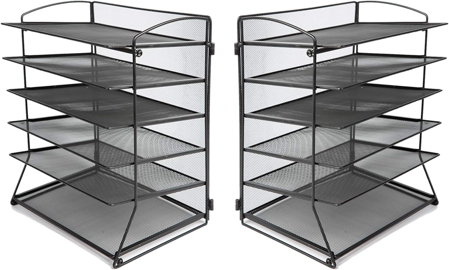 CLATINA 6-Tier Metal Mesh Desk File Organizer Desktop Letter Tray Paper Document Holder for Office Home School Black 2 Pack