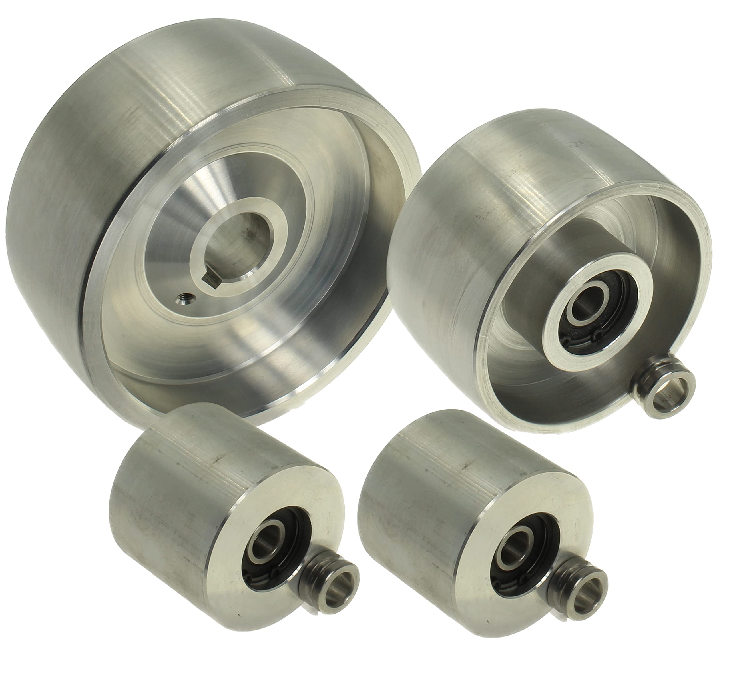 (AL5"-Track 4"- 24 Shaft) CNC Machined Belt Grinder wheel set for knife grinders 130 mm Drive-24 mm shaft 100 mm track 50 mm Idler