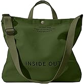 Canvas Tote Bag For Women inside out bag Crossbody Handbag with Adjustable Strap and Coin Purse for Work,Travel,Grocery