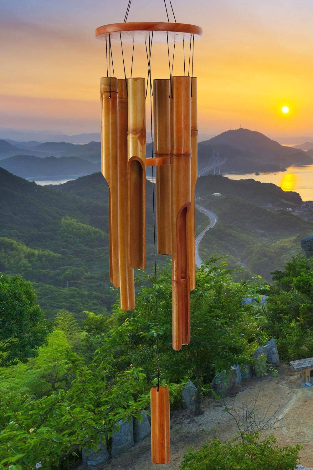 ASTARIN Bamboo Wind Chimes Outdoor 38 inch Zen Garden Wooden Melodic Windchime
