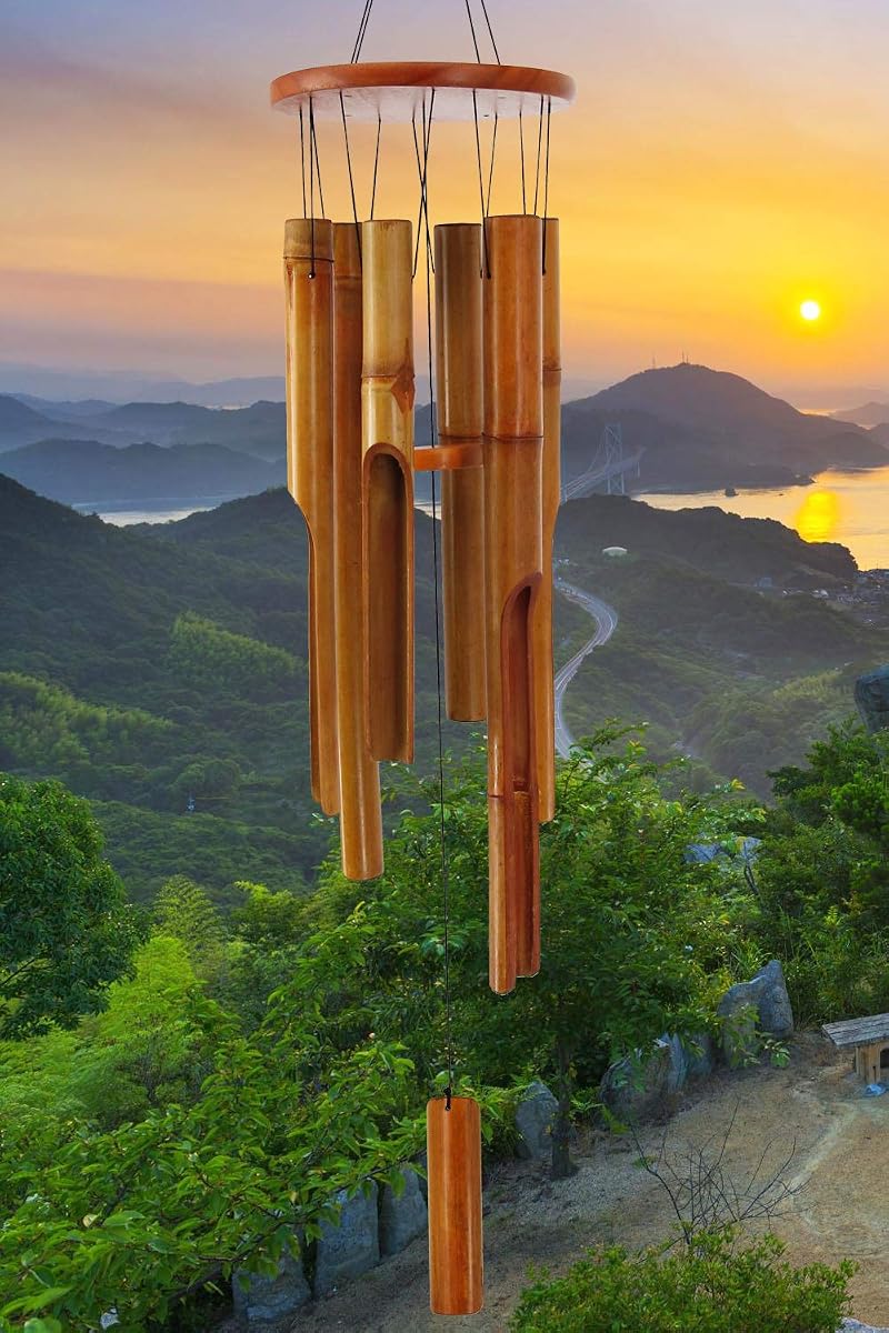ASTARIN Bamboo Wind Chimes Outdoor 38 inch Zen Garden Wooden Melodic Windchime