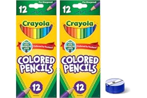 Generic Colored Pencils 12ct 2pk, Assorted Colors, Pre-Sharpened + Bonus Sharpener (Color May Vary) - Vibrant Colors for Art & School Projects