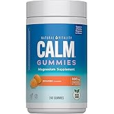 Natural Vitality Calm Magnesium Gummies | 330mg Per Serving | Orange Flavored Supplement | Gluten-Free & Vegan | 240 Count