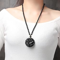 VIKCAUX Obsidian Dragon Necklace for Men Black