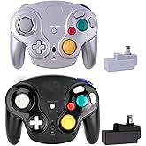 Game Cube Controller,NGC 2.4G Wireless Classic Controller for Wii Game Cube, With Receiver Adapter (Black and Silver)