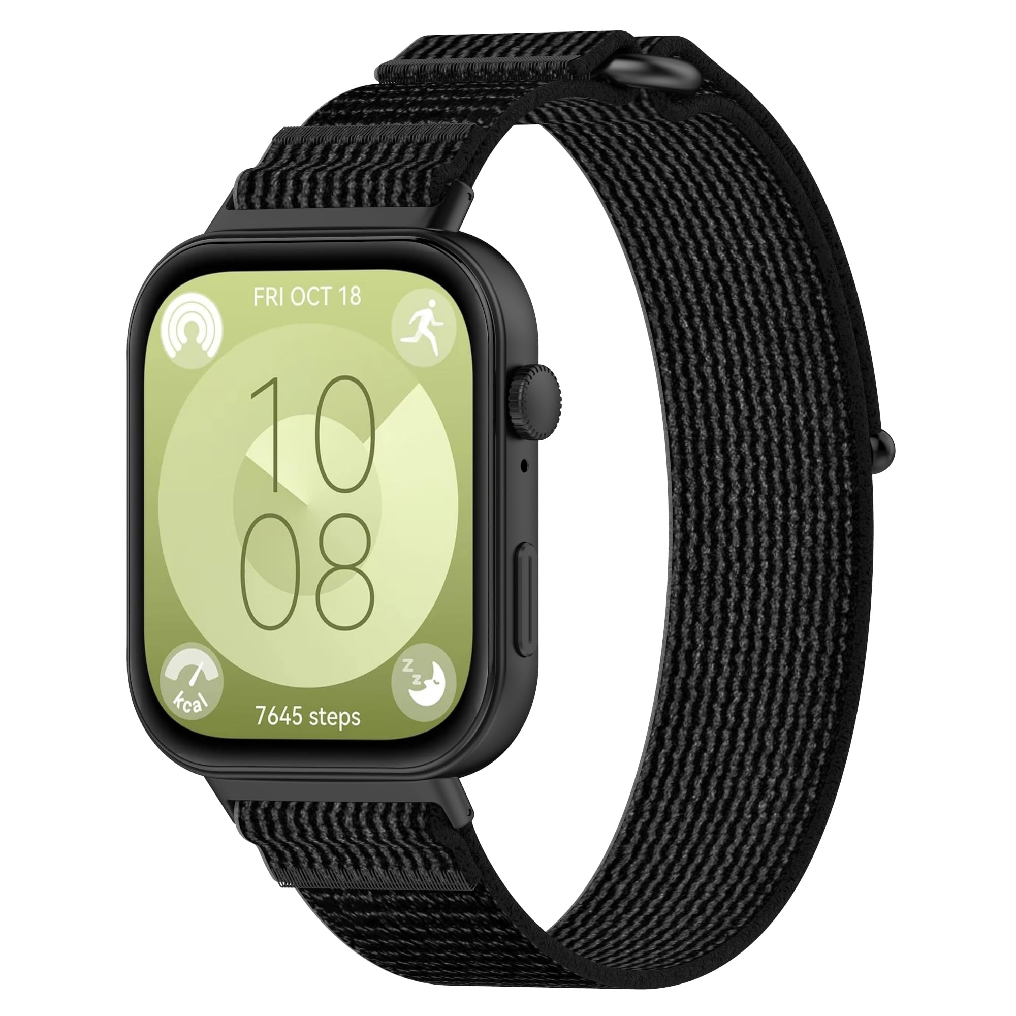 xhKJO Smart Watchband for Huawei Watch Fit 3 Watch Strap, Nylon WatchBand Wrist Strap, Replacement Bracelet Wristband Wrist Strap for Huawei Watch Fit 3 Watch Accessoires (black grey)