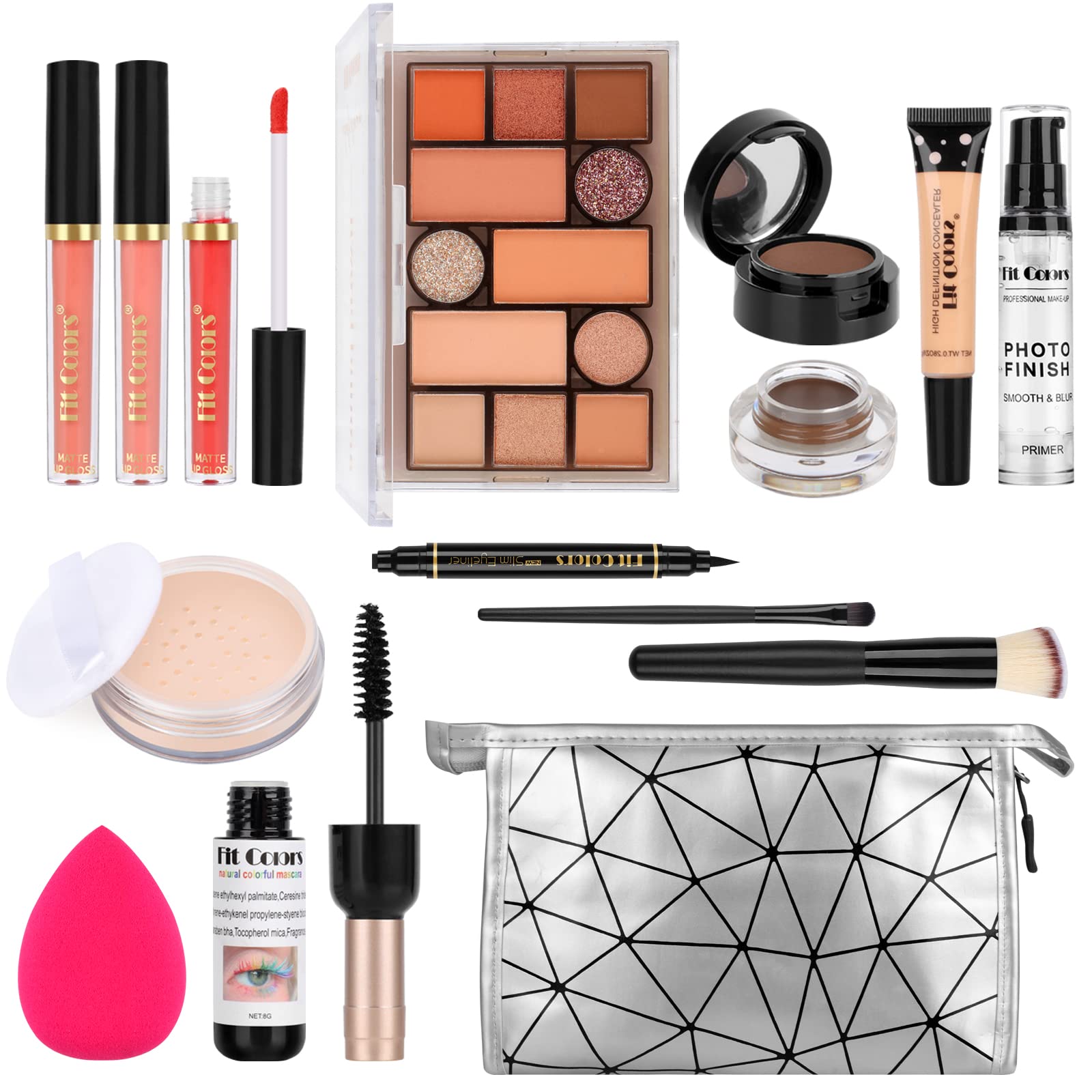 Professional All in One Makeup Set, Fenshine Cosmetic Make Up Starter Kit With Storage Bag Portable Travel Make Up Palette Eyeshadow Foundation Lip Gloss for Teenage & Adults (13pcs) — image 1