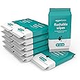 Amazon Basics Flushable Adult Toilet Wipes, Fragrance Free, 504 Count (12 Packs of 42)