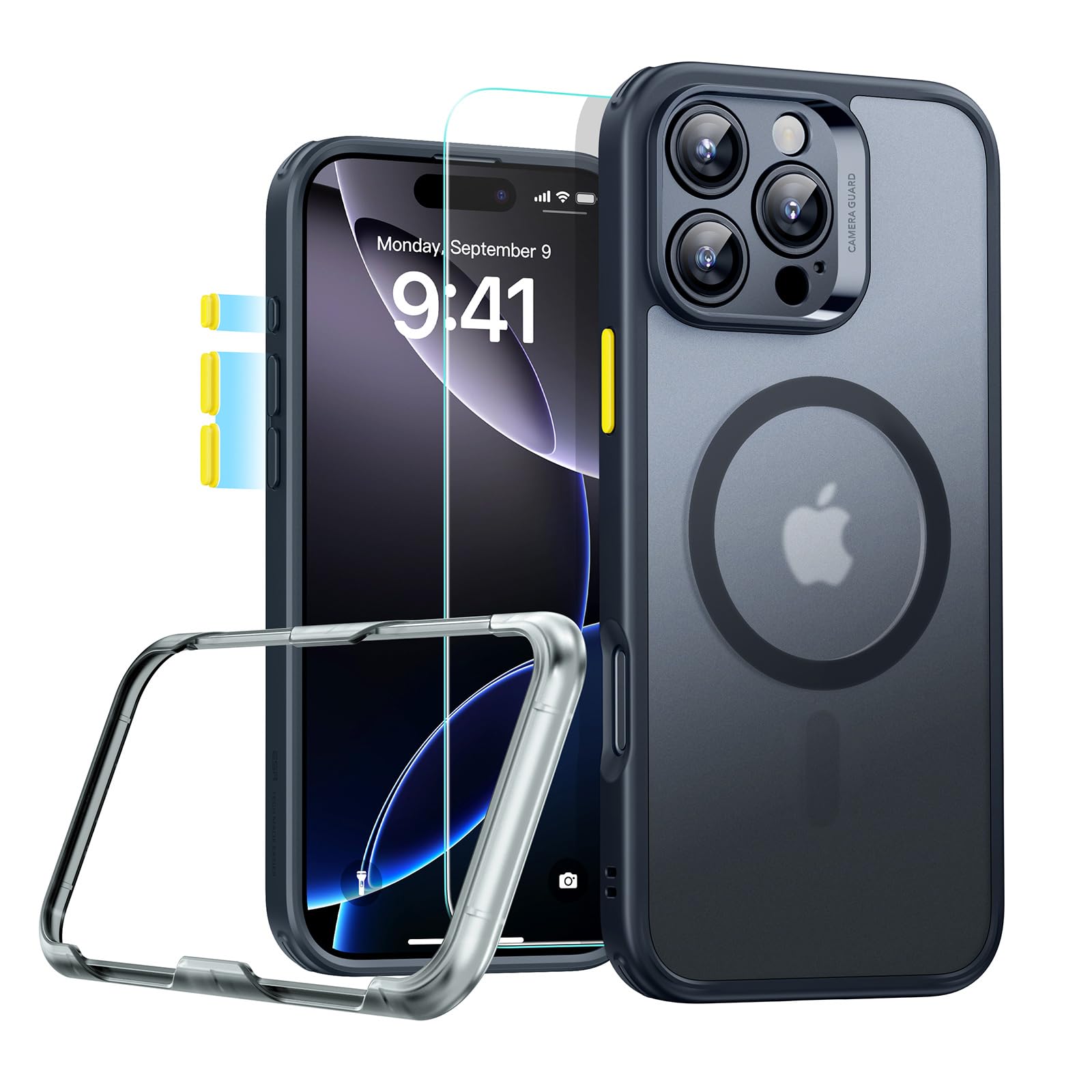 Photo 1 of ESR for iPhone 16 Pro Max Case (4 in 1) Set, Translucent Matte Case, Compatible with MagSafe, Military-Grade Protection, Classic Series,Frosted Black