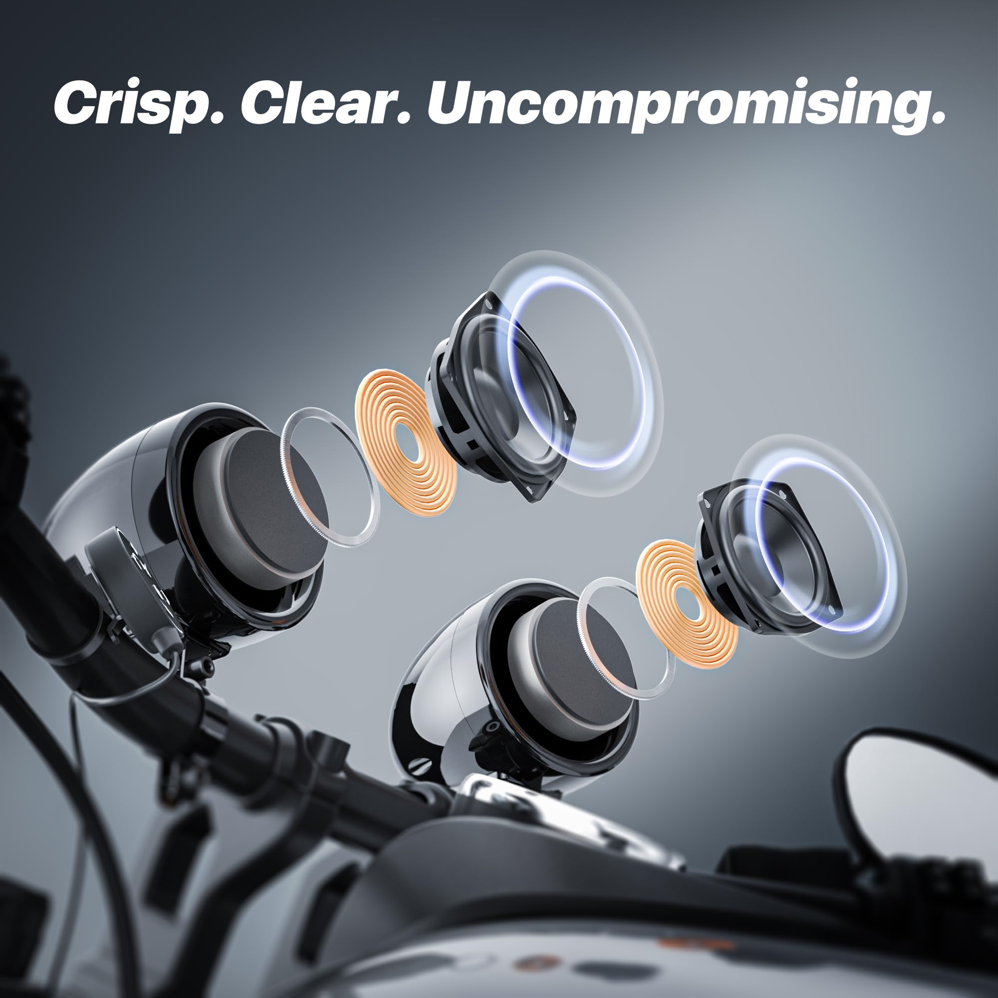 GoHawk Bluetooth Motorcycle Speakers and Amplifier Audio Sound System, FM Radio, Waterproof Speakers for ATV, UTV, Golf Cart