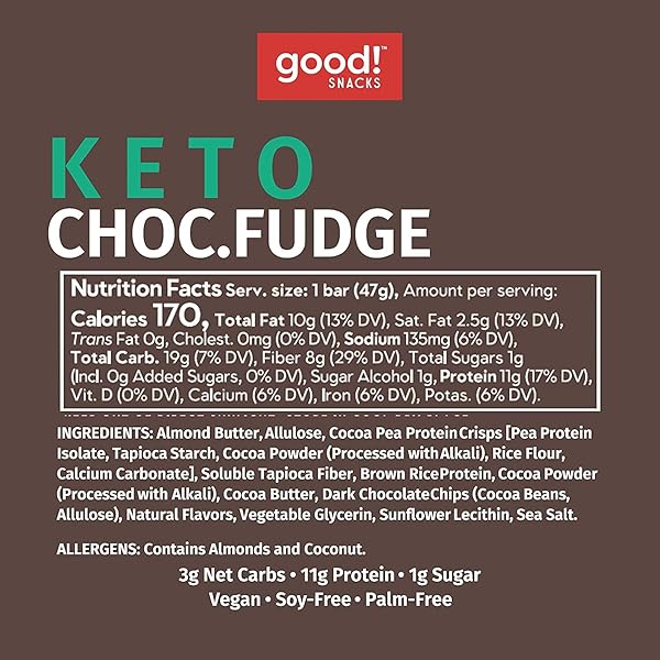 GOOD! SNACKS KETO VEGAN PROTEIN BARS, VARIETY PACK, GLUTEN FREE KETO SNACK BAR, LOW CARB, LOW SUGAR MEAL REPLACEMENT, 11G PROTEIN, 3G NET CARBS, 12 BARS