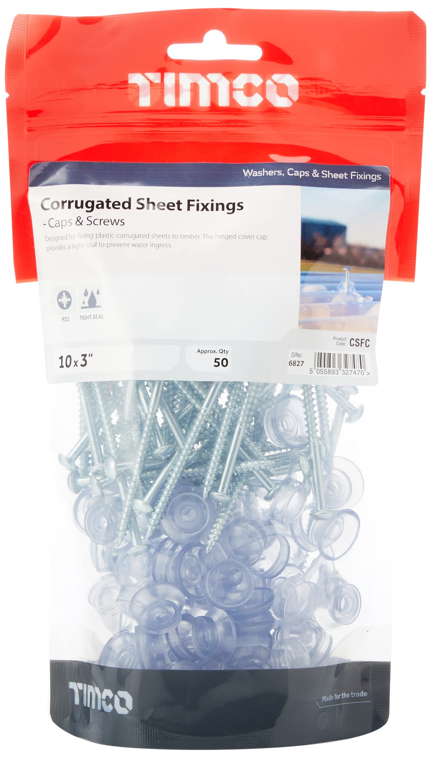 TIMCO Corrugated Sheet Fixings Clear - 10 x 3-50pcs