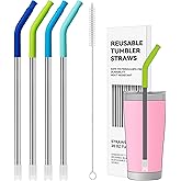 Soledea 4 pcs 20 oz Straight Metal Straws with Silicone Tip for 20 oz Tumbler, Stainless Steel Reusable Drinking Metal Straw for YETI, STANLEY, US Acrylio, BJPKPK, Simple Modern and so on
