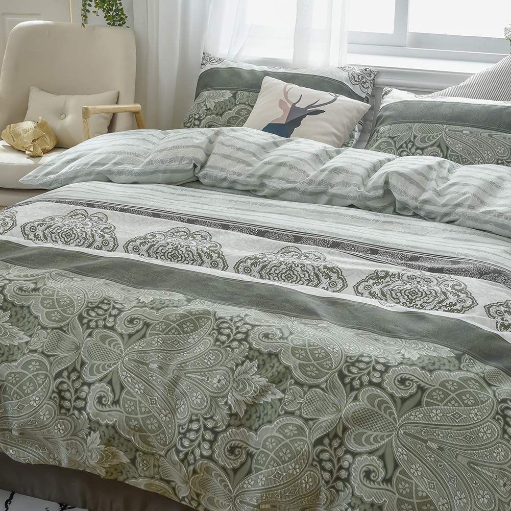 MH MYLUNE HOME Duvet Cover 3 Pieces Set- Ultra Soft Double Brushed Printed Microfiber Comforter Cover with 2 Pillow Case