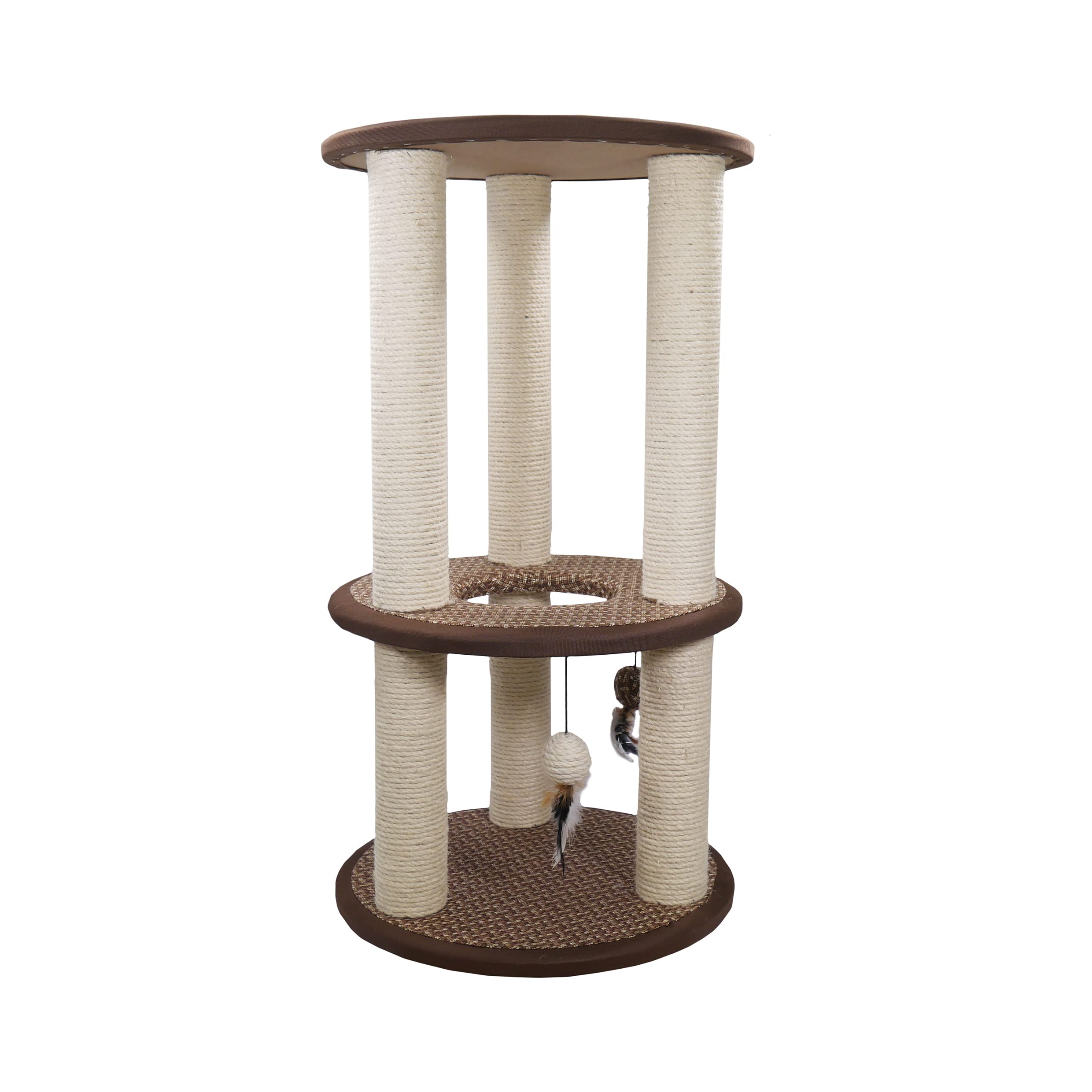 Rosewood Cinnamon Cat Scratching Tree, 81cm Tall Cat Tower with 6 Scratch Posts & 3 Levels, Ideal for Climbing & Play, Durable & Engaging for Multiple Cats