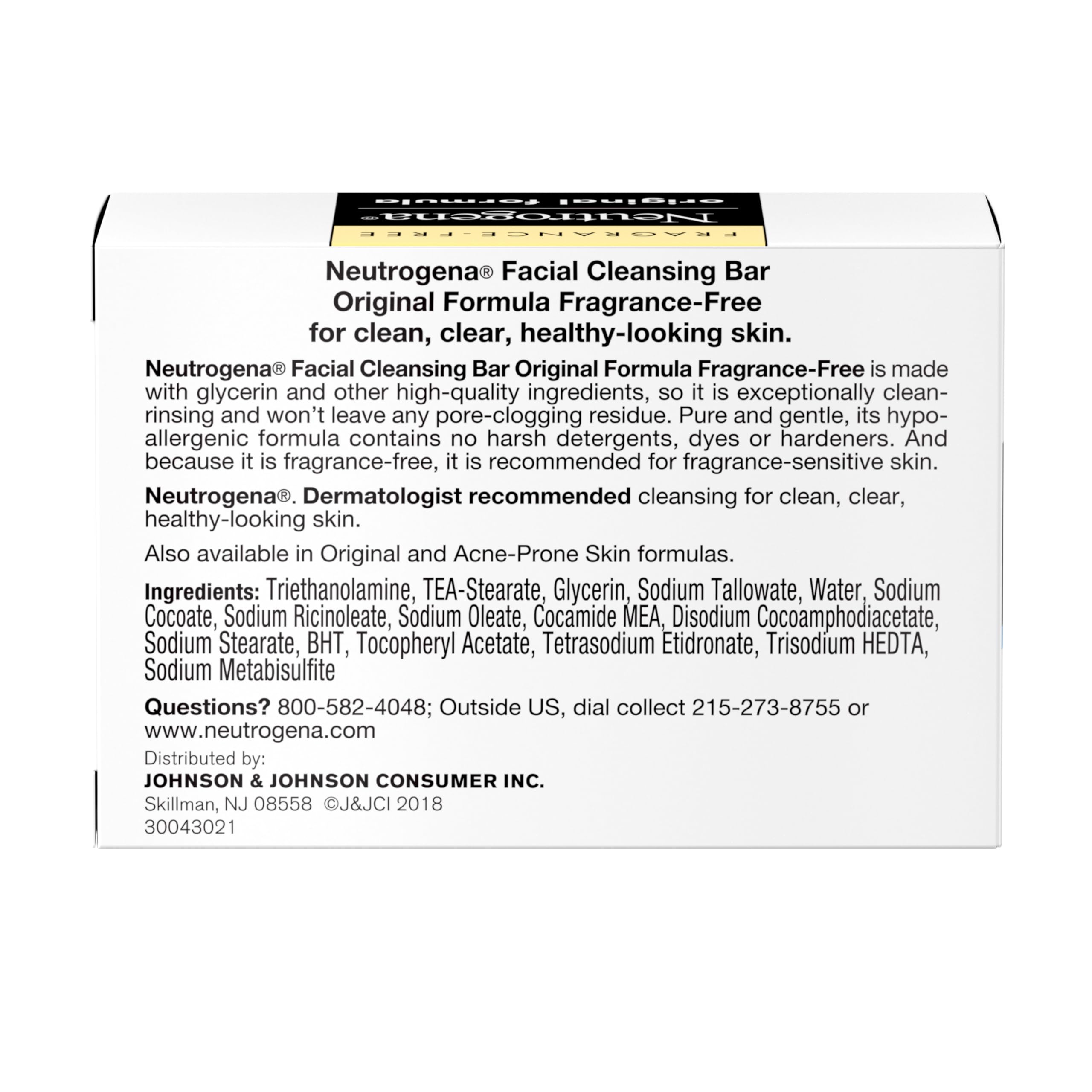 Neutrogena Original Amber Bar Fragrance-Free Facial Cleansing Bar with Glycerin, Pure & Transparent Gentle Face Wash Bar Soap, Free of Harsh Detergents, & Dyes, Hypoallergenic, 3.5 Oz