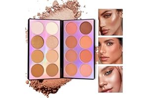 Coosa Blush Palette, Highlighter Contour Makeup Palette, Blush for Cheeks, All-In-One Bronzer Bright Shimmer Cosmetics Sets for Eyes, Lips & Cheeks