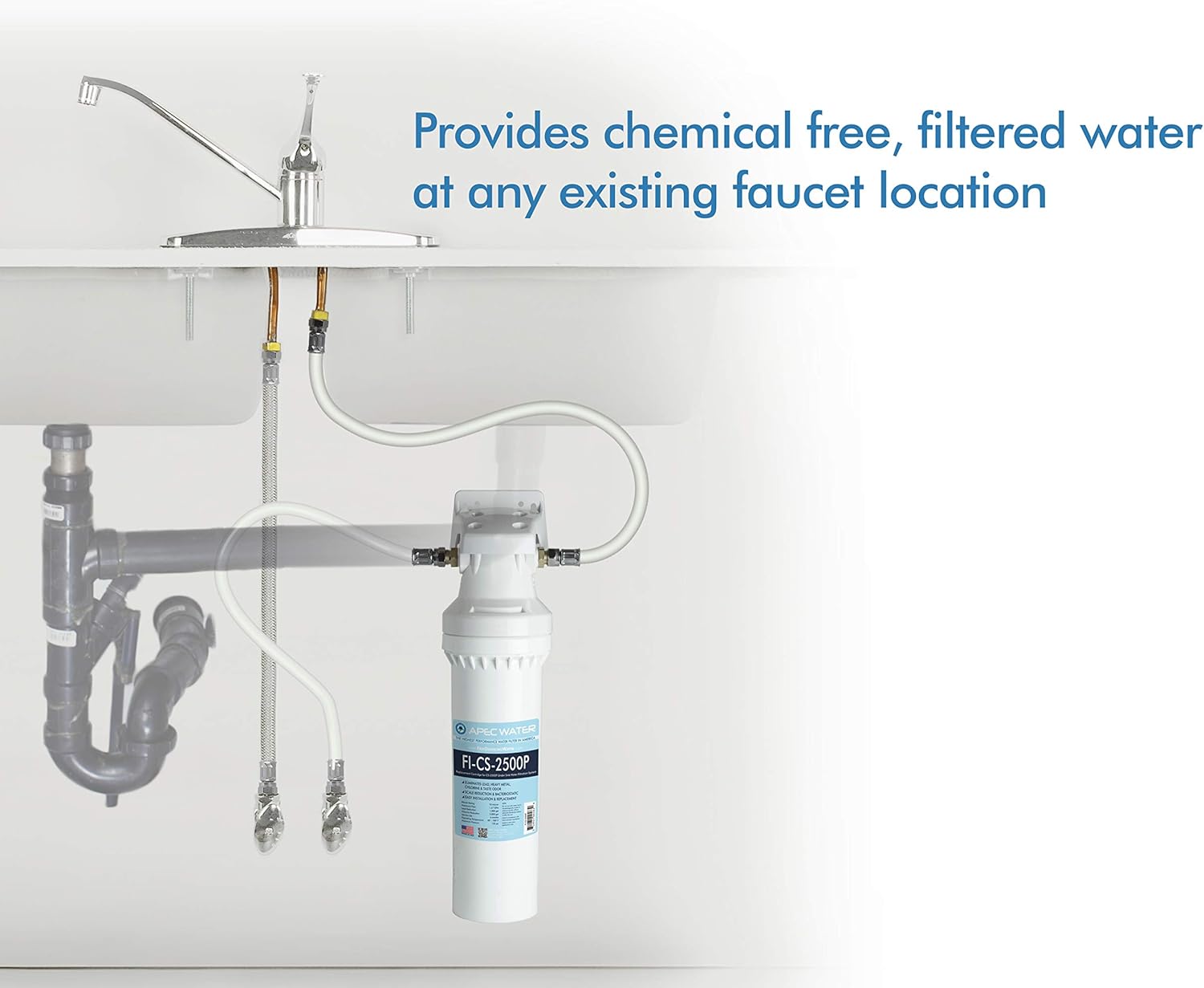 APEC Water Systems CS-2500P Ultra High Capacity Undersink Water Filtration System PLUS Scale Inhibitor Premium Quality US Made Filter - - 