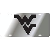 West Virginia Mountianeers Laser Cut Inlaid Mirrored Silver Plate w/Black WV