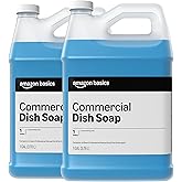 Amazon Basics Commercial Liquid Dish Soap, Long-Lasting Suds, Concentrated Formula, 1 Gallon, Pack of 2