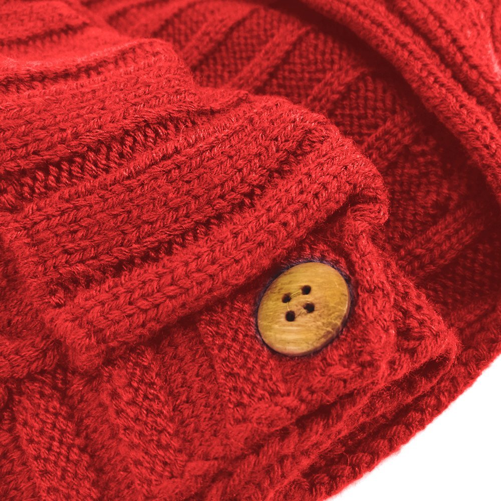 Poplover Baby Wrap Swaddle Blanket Colorful Knit Button Sleeping Bag for 0-12 Month Baby Red