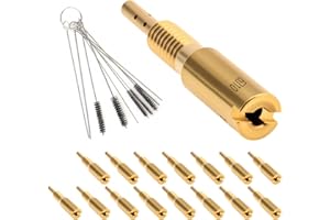 Windance 16 pcs/Box Brass Carburetor Slow Jet Kit #10 - #47.5 Fit for Mikuni HSR RS HS TM Carburetor VM28/486 with 5pcs Cleaning Needles, 5pcs Brush, High Precision Carb Pilot Jet