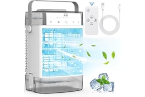 BRIGIN Portable Air Conditioners, 1000ml Portable Air Conditioner, 1600ml Computer SP120 RGB Fans Blue, Powerful 3 Speeds 7 Colors LED Portable Personal for Room Bedroom