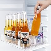 SOLY Drink Organizer for Fridge, Automatic Soda Can Dispenser with Pusher, 5-Row Refrigerator Drink Organizer Holds 25–30 Cans, 14.96" Deep