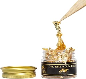 Edible Genuine Gold Leaf Flakes, 24K 25mg Kirin Gold Flakes Decorative for Cakes Crafts Painting Furniture Nails Decoration