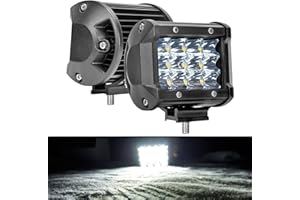 AUXMOTEC White Led Light Bar 4-inch 36W Triple Row Spot Light Bar 3600Lm Led Pods Waterproof Off-Road Fog Lights with Bottom Brackets for Trucks Motor ATV UTV SUV Car Off-Road Boat 12V 24V