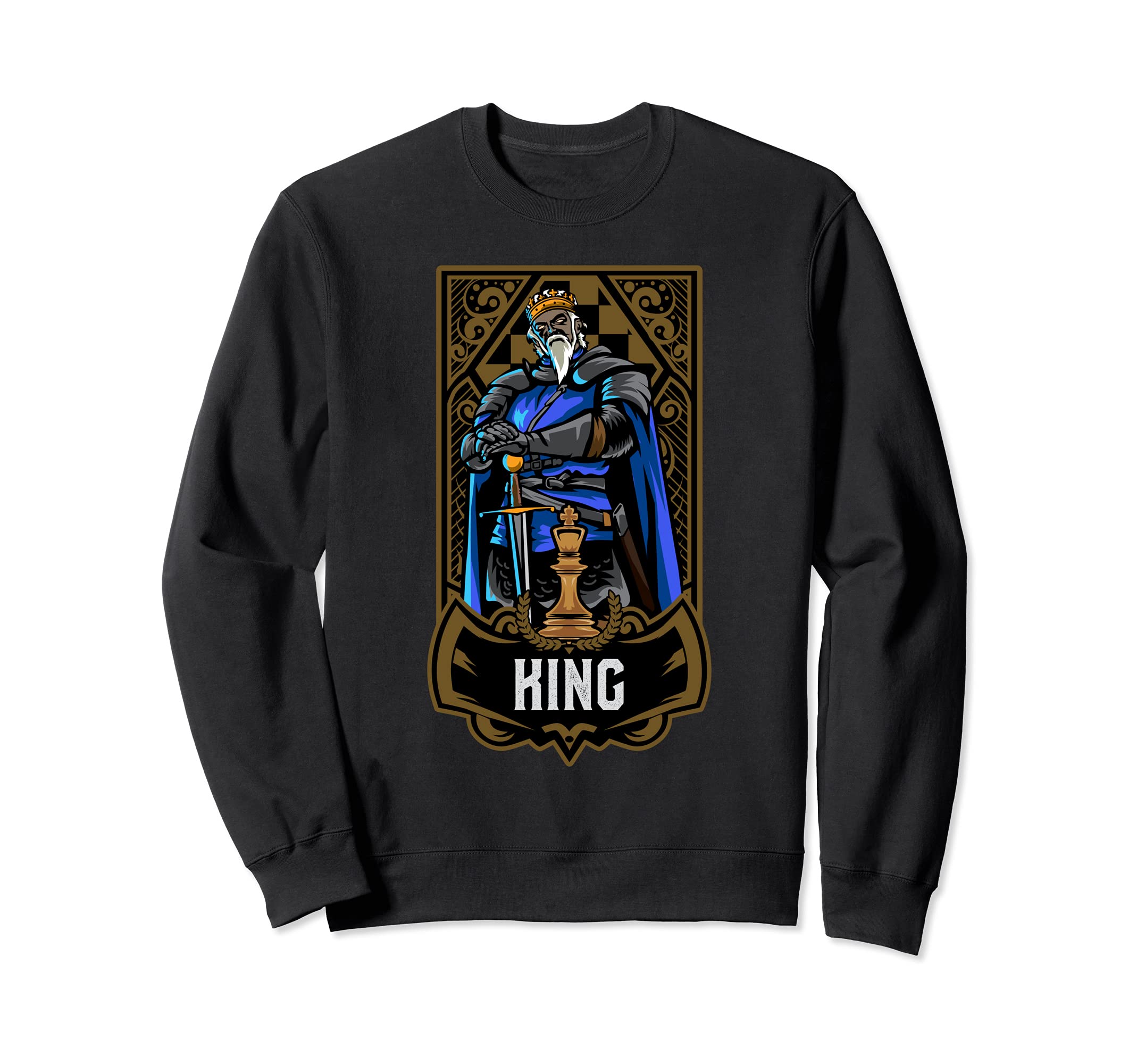 King Chess Game Piece Chess Club Players Gambit Blue Team Sweatshirt