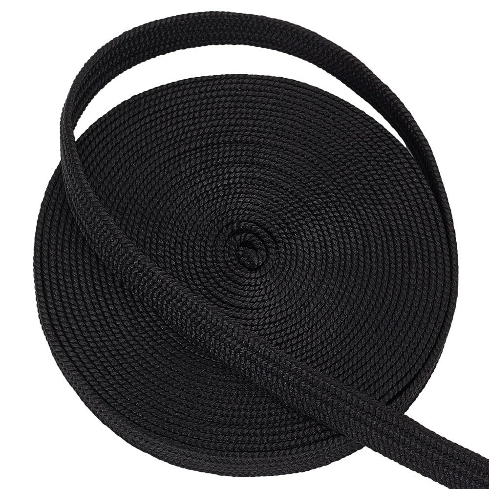 OLYCRAFT 5m Black Ito Sageo Wrapping Cord 12mm Wide Imitation Leather Sword Handle Cord Tsukamaki Sageo Wrapping Cords for Japanese Samurai Swords Handle Rope