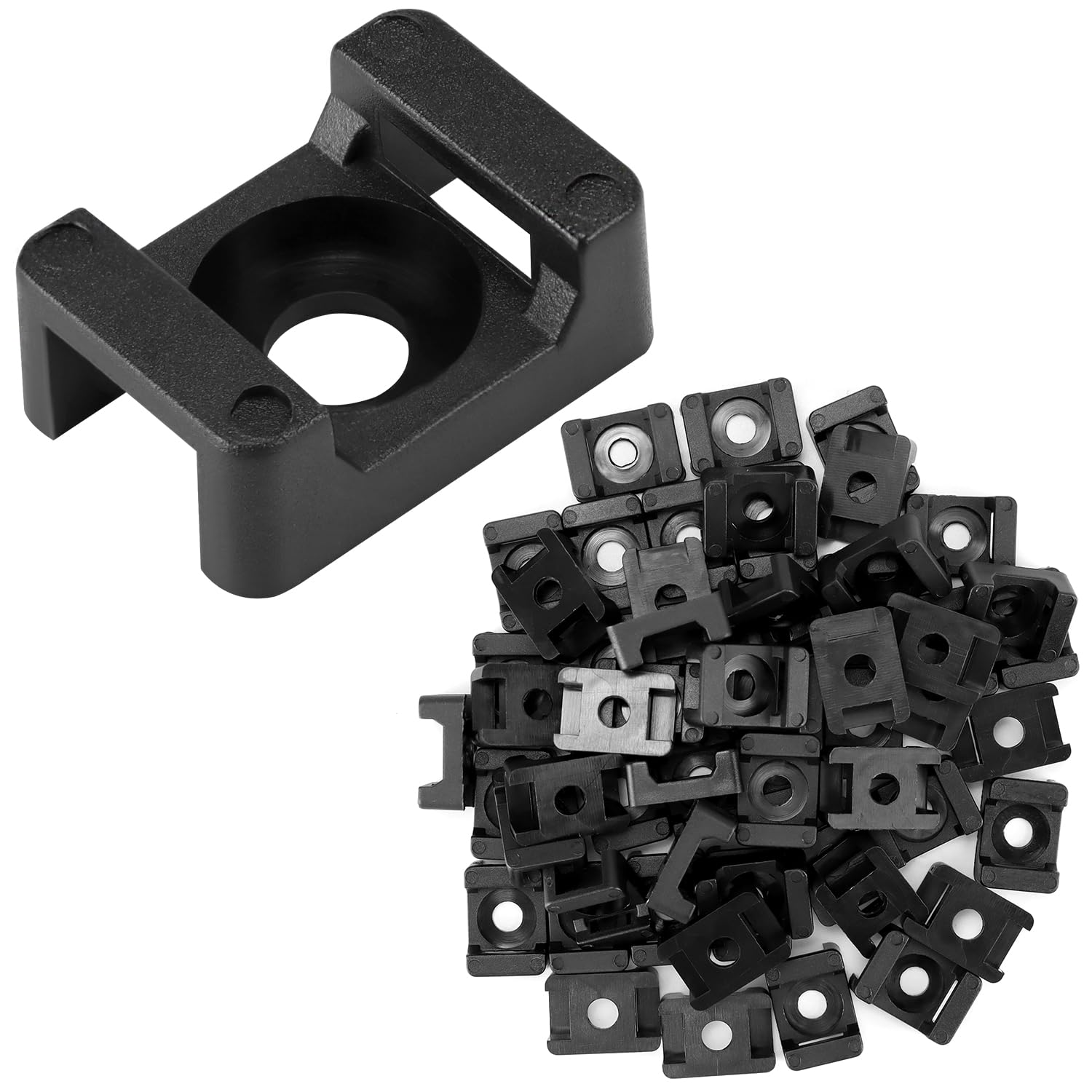 QWORK® Pack of 200 Screwable Cable Tie Base for 9mm Cable Ties - Cable Management Solution for Home and Office