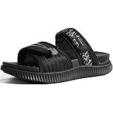 KuaiLu Womens Orthotic Slides Athletic Thick Cushion Recovery Sandals Adjustable Open Toe Slip On Yoga Mat Walking Ladies Sport Sandles Comfortable Plantar Fasciitis Arch Support Black Size 6