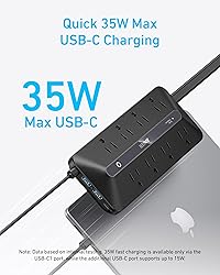 Anker Flat Plug Power Strip, 12-in-1 USB-C Power