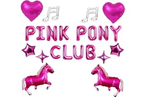 Pink Pony Club Balloons Western Cowgirl Bachelorette Party Decorations Glamorous Pink Horse Heart Music Note Star Balloon Set