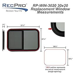 RecPro RV Window | 30"W x 20"H | Teardrop Style