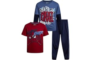 Pro Athlete Boys Tracksuit Set - 3 Piece Outfit with Tricot Jogger Pants Graphic Tee & Two Fer Shirt - Athletic Outfit (8-16)