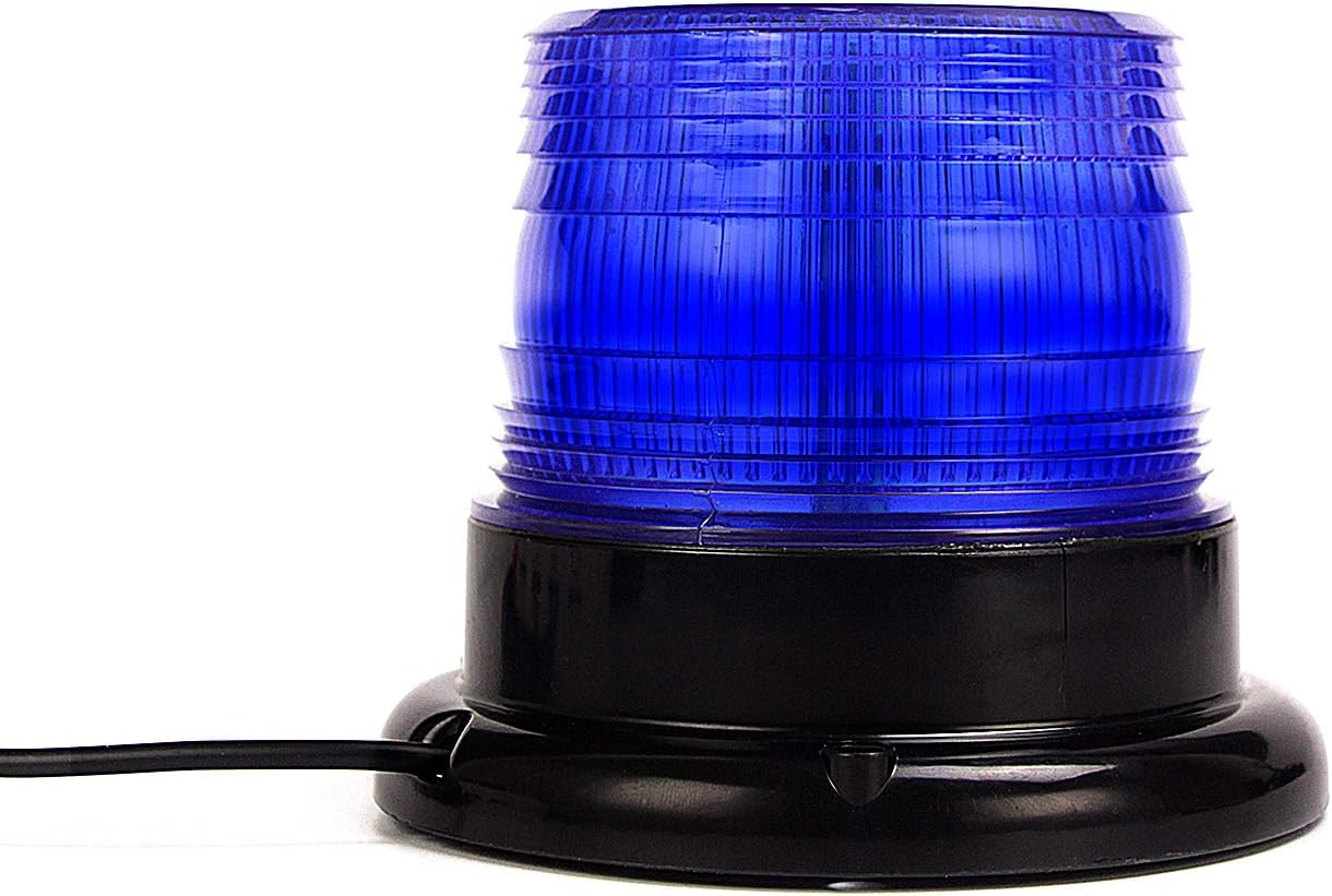 Led Strobe Light, Blue Emergency Magnetic Flashing Warning Beacon for Truck Vehicle with 12v Cigarette Lighter Plug Blue