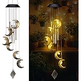 Colingmill Solar Wind Chimes for Outside Waterproof Hanging Wind Chimes Lights Outdoor Decor Yard Garden Gifts for Mother Mom Grandma Wife Neighbors(Moon,Warm Colored Lights)