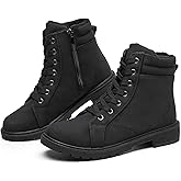 Rominz White Snow Boots for Women Black Winter Ankle Bootie with Warm Faux Fur Lining & Zipper Non-Slip Waterproof Boot