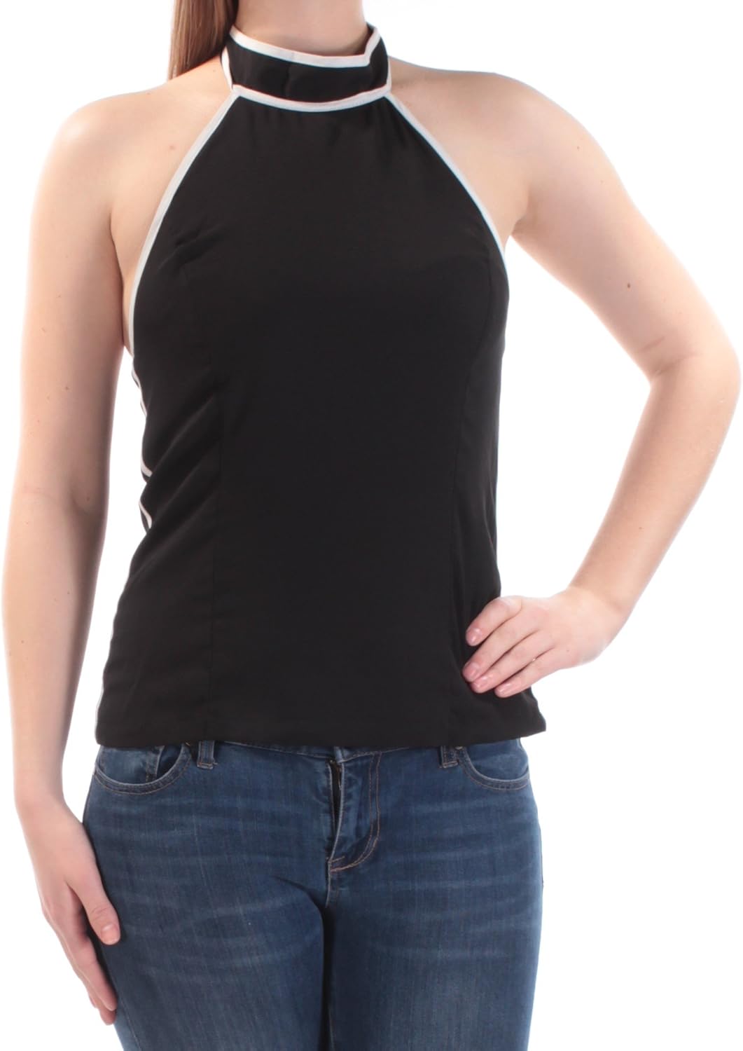 black and white halter top