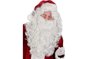 Ruimeier Deluxe Santa Beard and Wig Set - Santa Claus Wig with 23'' Long White Santa Beard, Glasses, Eyebrow and Wig Cap for Christamas Costumes Party Cosplay WIG305
