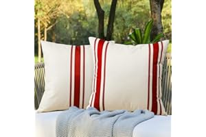 OTOSTAR Pack of 2 Christmas Decor Outdoor Pillow Covers 18x18 Inch Patio Waterproof Decorative Throw Pillow Covers Geometry Cushion Case Garden Pillow Cases Pillows Shell for Couch Tent Balcony (Red)
