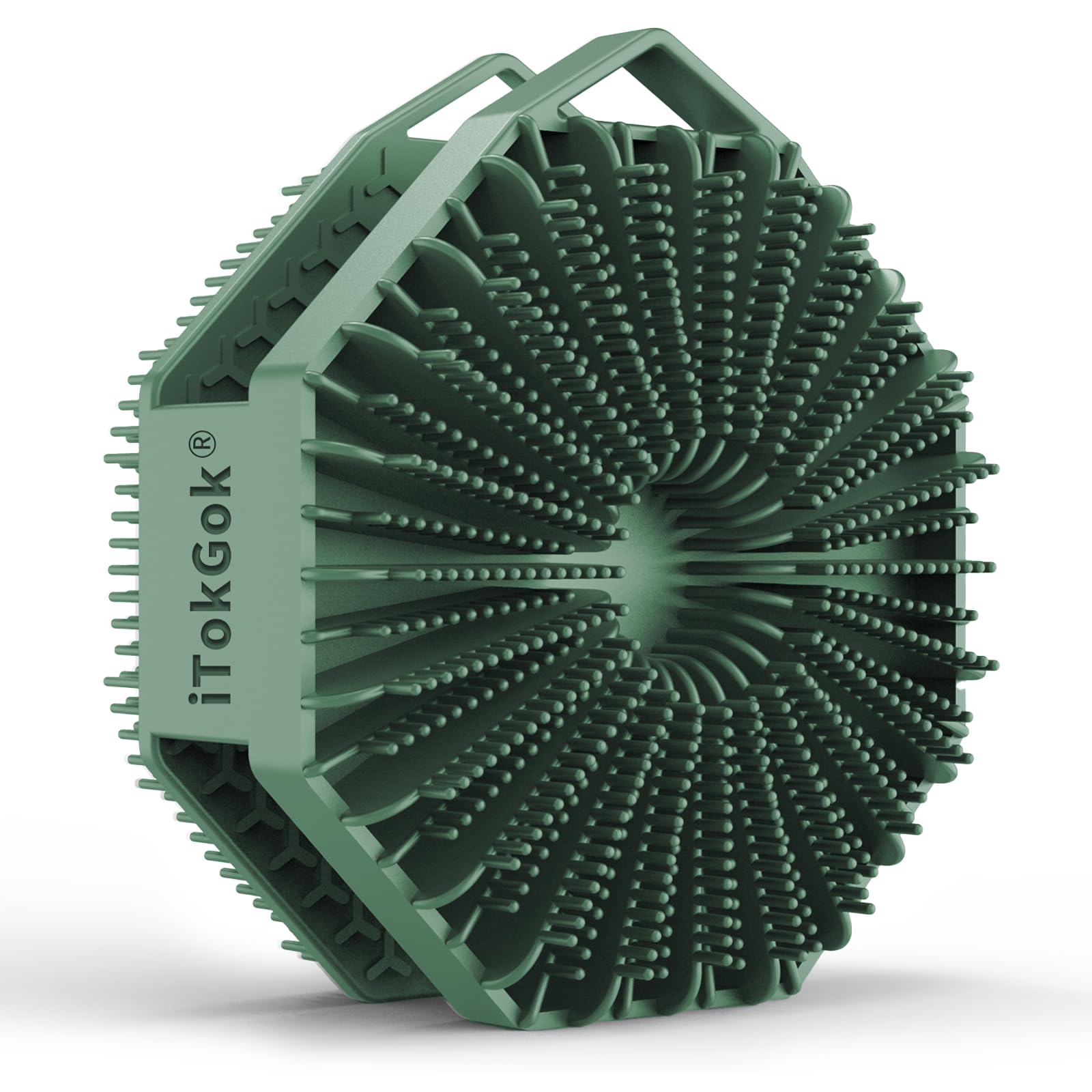 Photo 1 of iTokGok® Premium 2-in-1 Silver-Infused Silicone Body Scrubber for Men, Double-Sided Design Body Brush Silicone Body Scrubber Exfoliating Body Brushes for All Skin, Lathers Well - Midnight Green