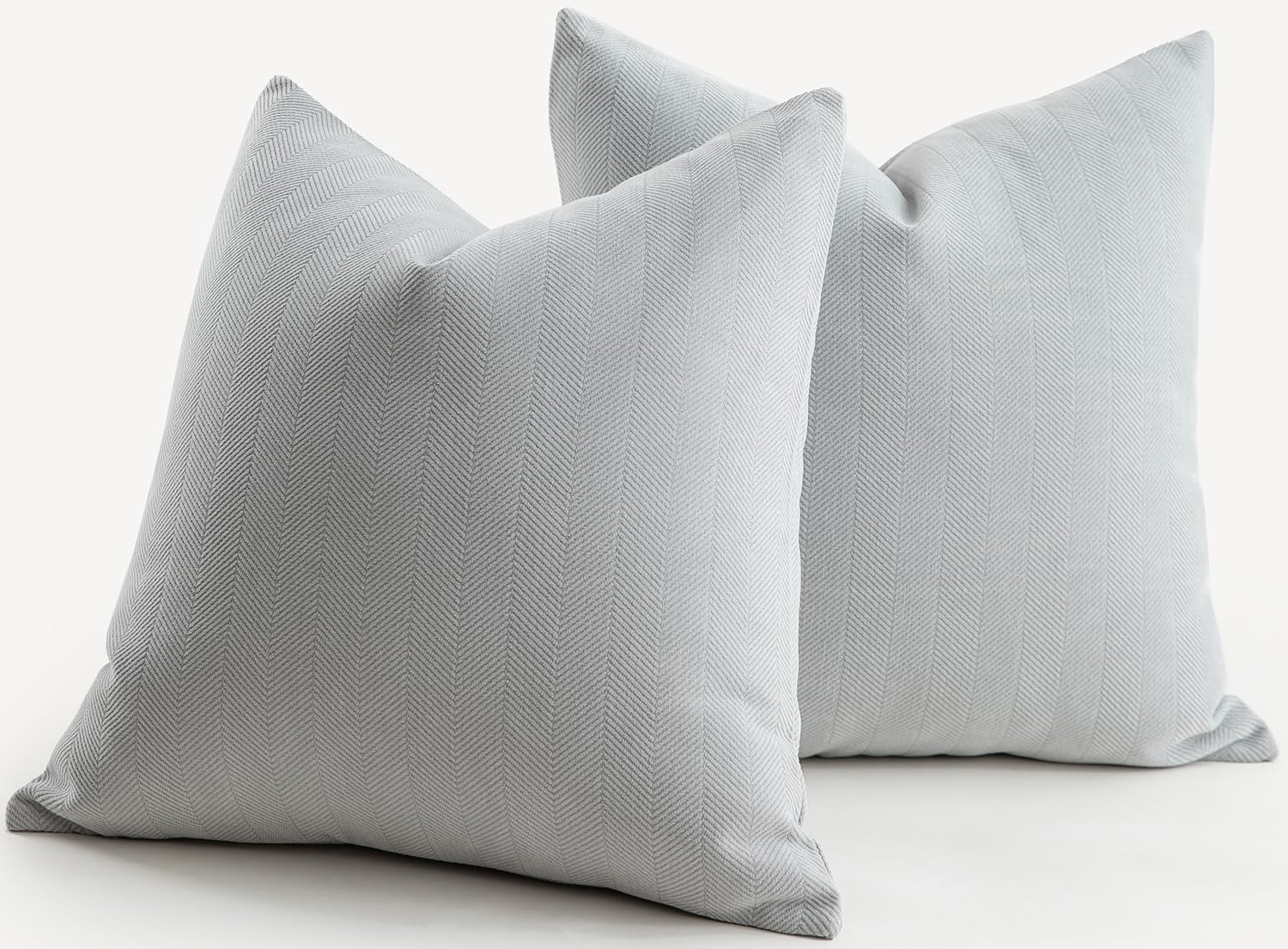 Mandioo Pack of 2 Chenille Cushion Covers Soft Comfortable Durable Throw Pillow Cases for Home Decor Sofa Couch Living Room Bedroom 16 x 16 Inch 40x40 cm Light Grey