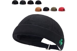 GADFARY Brimless Hats for Men Brimless Caps, Rolled Cuff Retro Docker Hat for Men Womens Skull Cap with Adjustable Brimless Hat