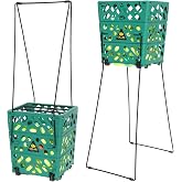 OLE ANDIGO Tennis Ball Basket with Wheels, 60-Ball Pickup Hopper | Lightweight 60-ball wheeled hopper for hands-free ball retrieval during training and court use.