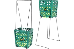 Tennis Ball Basket Tennis Ball Hopper with Wheels - 60 Balls Capacity Lightweight Picker Upper, Hands-Free Ball Retrieval Too