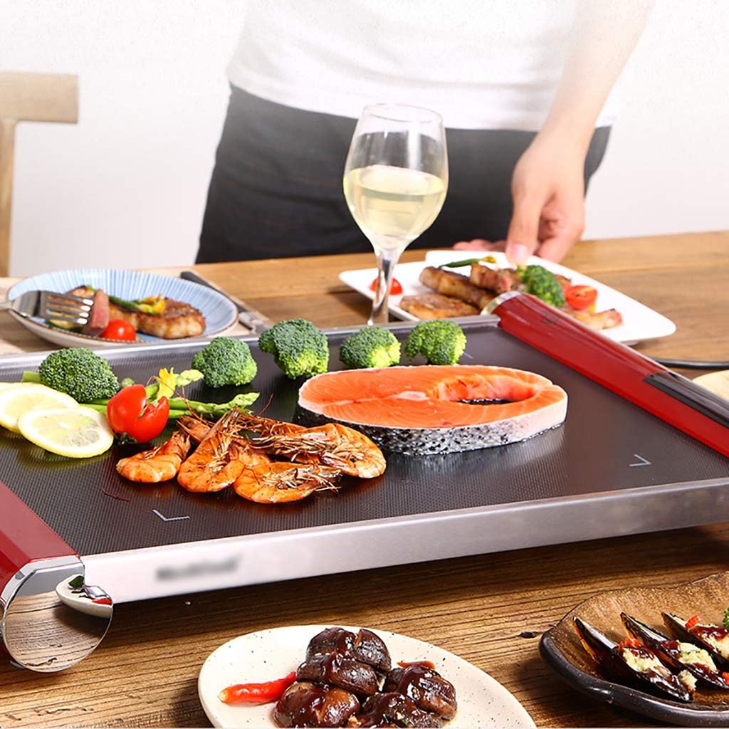 review Electric Teppanyaki Table Top Grill, Microcrystalline Glass Panel, Smart Touch, Anti-scald Stainless Steel Edge Protection